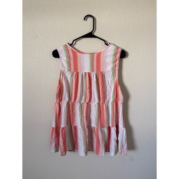 Torrid Rayon Slub Button-Front Tiered Babydoll Tank Multi-Color Size 1 Plus Size - Picture 4 of 6